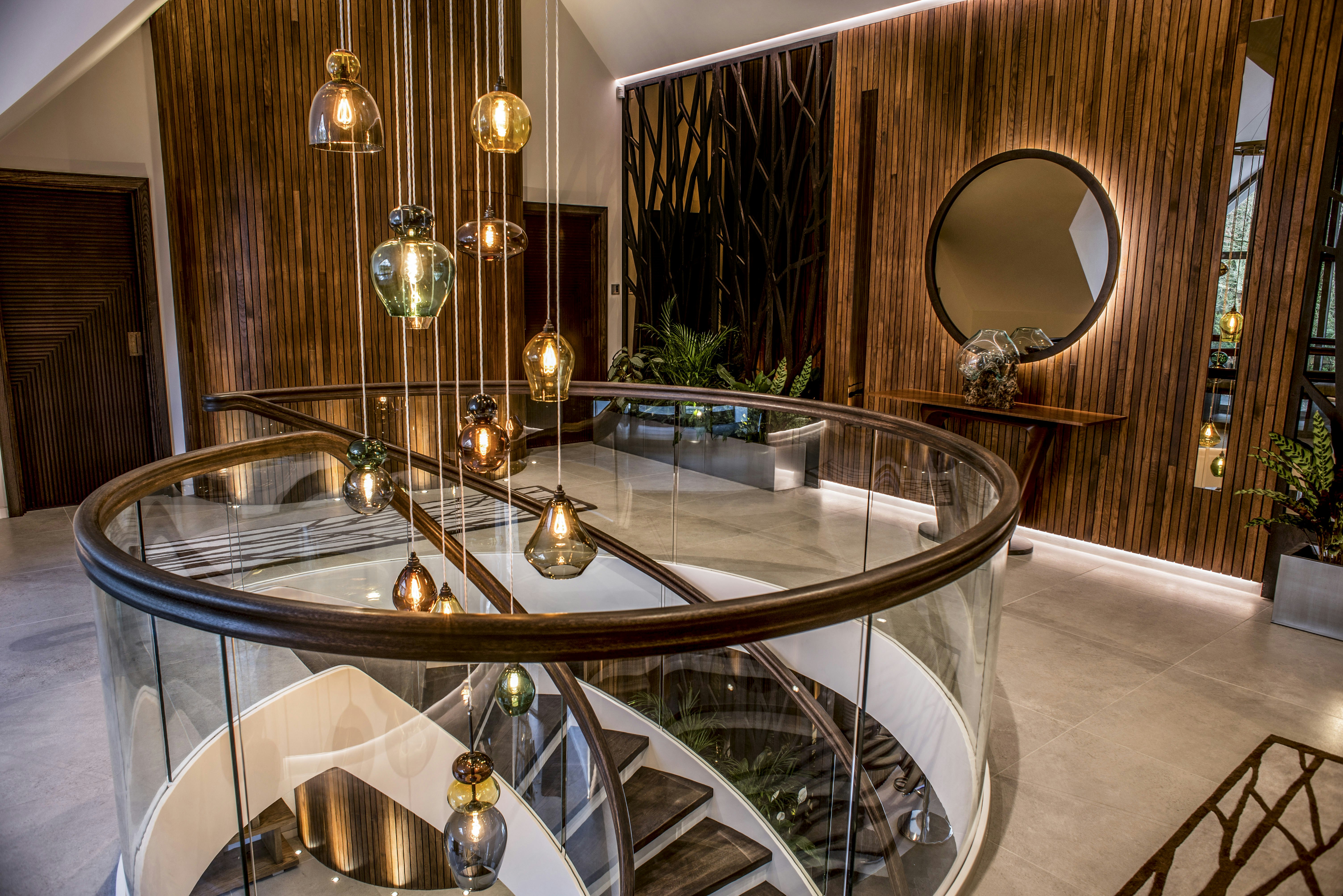 layered lighting in hall